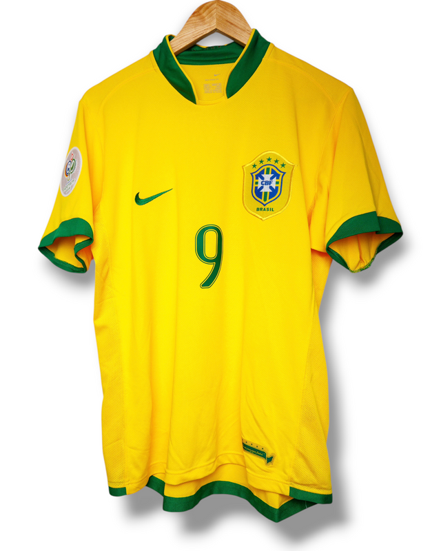 Brazilie 2006 Thuis Shirt Ronaldo Lima #9 (M)