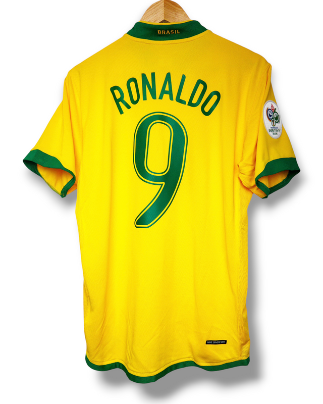 Brazilie 2006 Thuis Shirt Ronaldo Lima #9 (M)