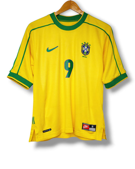 Brazilië 1998 Thuis Shirt Ronaldo #9 (S)