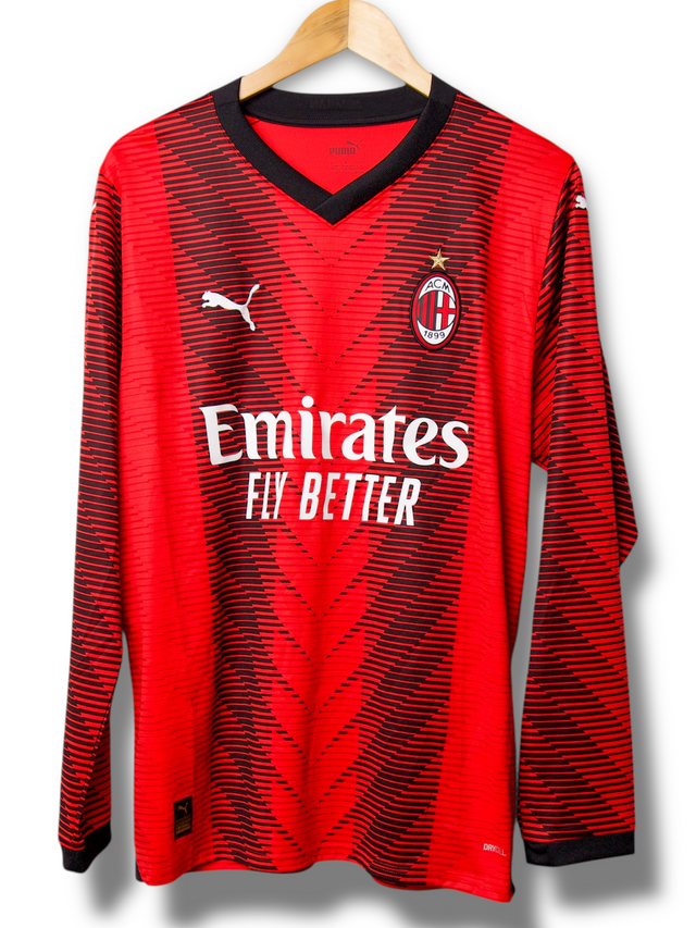 AC Milan 2023/2024 Home Shirt Rafa Leao #10 Long Sleeve (L)