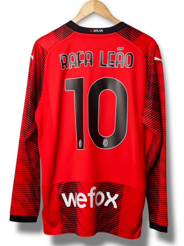AC Milan 2023/2024 Home Shirt Rafa Leao #10 Long Sleeve (L)